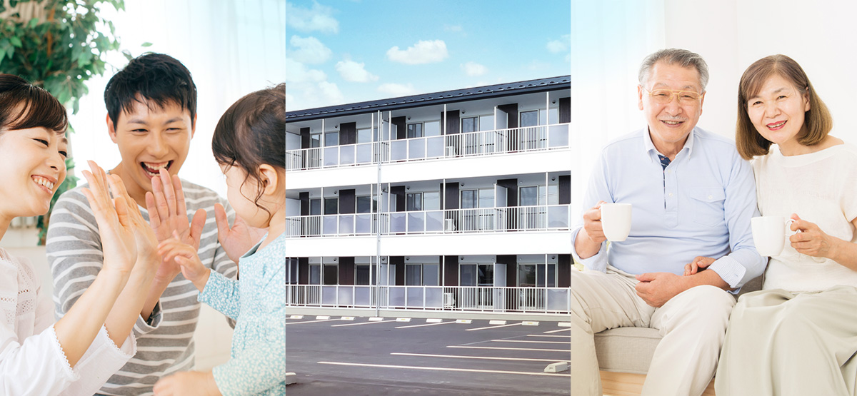 ホテルやサービスのキャッチフレーズなど グラン大町 子育て世代・シニア世代が暮らしやすい快適に配慮した建物構造。